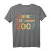 15. Geburtstag T-Shirt für Jungen und Mädchen - Legendär Seit 2007 Vintage Geschenkidee für Teenager, Sohn, Tochter, Enkel & Freunde