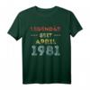HapDog Geschenk für Mann & Frau - Legendär seit April 1981 Geburtstags-T-Shirt für Männer und Frauen