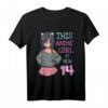 Geburtstags T-Shirt für 14-Jährige Mädchen - Kawaii Anime Girl Design mit Katzenohren für Kinder und Erwachsene