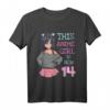 Geburtstags T-Shirt für 14-Jährige Mädchen - Kawaii Anime Girl Design mit Katzenohren für Kinder und Erwachsene