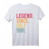 Legend Since Juli 1981 Geschenk zum 41. Geburtstag - Vintage Retro T-Shirt für Männer, Frauen, Familie & Freunde