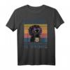 HapDog T-Shirt für Frauen - Old Lady mit Kaffee & Schwarze Katze, Humorvolles Geschenk für Damen