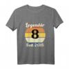 Kinder 8 Jahre alt Geburtstags-T-Shirt - Legendäres Design für Kinder geboren 2015, Perfekt für Jungen und Mädchen zum 8. Geburtstag