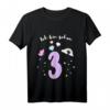 Ich bin 3 Jahre alt Einhorn T-Shirt – Niedliches Geburtstags Shirt für Mädchen zum 3. Geburtstag mit Regenbogenmotiv