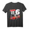 Kinder Feuerwehrauto 6. Geburtstag Junge - Feuerwehrmann T-Shirt für den sechsten Geburtstag, Feuerwehrauto Geschenk für Kinder