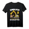 Kinder 2. Geburtstag Bagger Bauleiter T-Shirt – Lustiges Geburtstagsshirt für Mädchen und Jungen, ideal für Baustellen-Fans & Feierlichkeiten