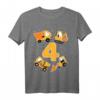 Kinder 4. Geburtstag Bagger T-Shirt – Lustiges Baustellen Geschenk für Jungen zum 4. Geburtstag & Kinderparty