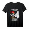 Kinder Achtung ich bin 4 Jahre alt Geburtstag Junge Pirat Party T-Shirt - Lustiges Geburtstagsgeschenk für kleine Piraten
