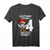 Kinder Achtung ich bin 4 Jahre alt Geburtstag Junge Pirat Party T-Shirt - Lustiges Geburtstagsgeschenk für kleine Piraten
