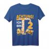 Kinder Bagger T-Shirt zum 2. Geburtstag – Lustiges Baustellen Geschenk für Jungen, ideal für die Geburtstagsparty & als Überraschung