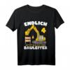 Kinder 4. Geburtstag Bagger Bauleiter T-Shirt – Lustiges Geburtstagsgeschenk für kleine Bauleiter, Mädchen und Jungen, inklusive Partydeko