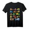 Bagger T-Shirt für Kinder mit 14 Fahrzeugen auf der Baustelle – Perfektes Geschenk für Baumaschinen- und Baustellenfans zum HapDog