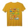 Bagger T-Shirt für Kinder mit 14 Fahrzeugen auf der Baustelle – Perfektes Geschenk für Baumaschinen- und Baustellenfans zum HapDog