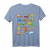 Bagger T-Shirt für Kinder mit 14 Fahrzeugen auf der Baustelle – Perfektes Geschenk für Baumaschinen- und Baustellenfans zum HapDog