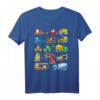 Bagger T-Shirt für Kinder mit 14 Fahrzeugen auf der Baustelle – Perfektes Geschenk für Baumaschinen- und Baustellenfans zum HapDog