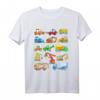 Bagger T-Shirt für Kinder mit 14 Fahrzeugen auf der Baustelle – Perfektes Geschenk für Baumaschinen- und Baustellenfans zum HapDog
