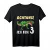 Kinder 3. Geburtstag Dino Shirt für Jungen – Dinosaurier T-Shirt als Geschenk zum 3. Geburtstag, klassisch geschnitten