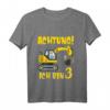 Kinder Achtung ich bin 3 Jahre alt Bagger T-Shirt – Perfekt zum 3. Geburtstag für Jungen mit Baustellen-Motiv
