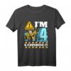 Kinder Bagger T-Shirt zum 4. Geburtstag - Konstruktion Bauwagen Outfit für Jungen, perfektes Geschenk und Partylook
