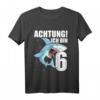 Kinder T-Shirt für 6. Geburtstag - Lustiges Hai Design für Jungen, Partygeschenk für Geburtstagskinder und Fisch-Fans