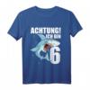 Kinder T-Shirt für 6. Geburtstag - Lustiges Hai Design für Jungen, Partygeschenk für Geburtstagskinder und Fisch-Fans