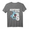 Kinder T-Shirt für 6. Geburtstag - Lustiges Hai Design für Jungen, Partygeschenk für Geburtstagskinder und Fisch-Fans