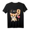 Kinder 9 Jahre alt Geburtstag Outfit - Niedliches T-Shirt mit Hund Corgi für Jungen und Mädchen zum 9. Geburtstag