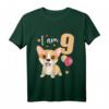 Kinder 9 Jahre alt Geburtstag Outfit - Niedliches T-Shirt mit Hund Corgi für Jungen und Mädchen zum 9. Geburtstag