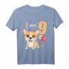 Kinder 9 Jahre alt Geburtstag Outfit - Niedliches T-Shirt mit Hund Corgi für Jungen und Mädchen zum 9. Geburtstag
