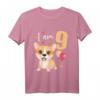 Kinder 9 Jahre alt Geburtstag Outfit - Niedliches T-Shirt mit Hund Corgi für Jungen und Mädchen zum 9. Geburtstag