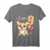 Kinder 9 Jahre alt Geburtstag Outfit - Niedliches T-Shirt mit Hund Corgi für Jungen und Mädchen zum 9. Geburtstag