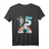 Kinder 5. Geburtstag Meerjungfrau Nixe Mädchen T-Shirt – Süßes Geburtstagsgeschenk mit Prinzessin & Sternen, klassisch geschnitten