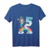 Kinder 5. Geburtstag Meerjungfrau Nixe Mädchen T-Shirt – Süßes Geburtstagsgeschenk mit Prinzessin & Sternen, klassisch geschnitten