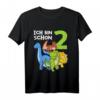 Kinder T-Shirt zum 2. Geburtstag - Dinosaurier Motiv für Jungen, lustiges Dino Party Shirt für kleine Dino-Liebhaber