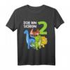 Kinder T-Shirt zum 2. Geburtstag - Dinosaurier Motiv für Jungen, lustiges Dino Party Shirt für kleine Dino-Liebhaber