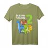 Kinder T-Shirt zum 2. Geburtstag - Dinosaurier Motiv für Jungen, lustiges Dino Party Shirt für kleine Dino-Liebhaber