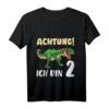 Kinder Dino T-Shirt zum 2. Geburtstag für Jungen - Dinosaurier Geschenk für 2-Jährige mit klassischem Schnitt