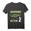 Kinder Dino T-Shirt zum 2. Geburtstag für Jungen - Dinosaurier Geschenk für 2-Jährige mit klassischem Schnitt