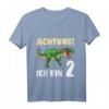 Kinder Dino T-Shirt zum 2. Geburtstag für Jungen - Dinosaurier Geschenk für 2-Jährige mit klassischem Schnitt