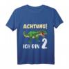 Kinder Dino T-Shirt zum 2. Geburtstag für Jungen - Dinosaurier Geschenk für 2-Jährige mit klassischem Schnitt