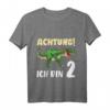Kinder Dino T-Shirt zum 2. Geburtstag für Jungen - Dinosaurier Geschenk für 2-Jährige mit klassischem Schnitt