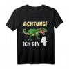 Kinder Dino T-Shirt zum 4. Geburtstag – Jungen Geburtstag Geschenk mit Dinosaurier Motiv, klassisch geschnitten, perfekt für Dino-Liebhaber