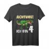 Kinder Dino T-Shirt zum 4. Geburtstag – Jungen Geburtstag Geschenk mit Dinosaurier Motiv, klassisch geschnitten, perfekt für Dino-Liebhaber