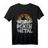 Death Metal Katze Retro Regenbogen T-Shirt für Metalfans, Heavy Metal Fans & Katzenliebhaber – Perfekt für Festivals & Rockkonzerte