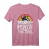 Death Metal Katze Retro Regenbogen T-Shirt für Metalfans, Heavy Metal Fans & Katzenliebhaber – Perfekt für Festivals & Rockkonzerte