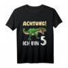 Kinder Dino T-Shirt zum 5. Geburtstag für Jungen - Dinosaurier Geschenk für 5-Jährige, klassisch geschnitten