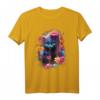 Niedliches Katze in bunten Blumen T-Shirt – Modische Tier- und Naturmotive für Kinder und Erwachsene
