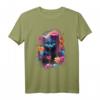 Niedliches Katze in bunten Blumen T-Shirt – Modische Tier- und Naturmotive für Kinder und Erwachsene