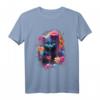 Niedliches Katze in bunten Blumen T-Shirt – Modische Tier- und Naturmotive für Kinder und Erwachsene