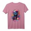 Niedliches Katze in bunten Blumen T-Shirt – Modische Tier- und Naturmotive für Kinder und Erwachsene